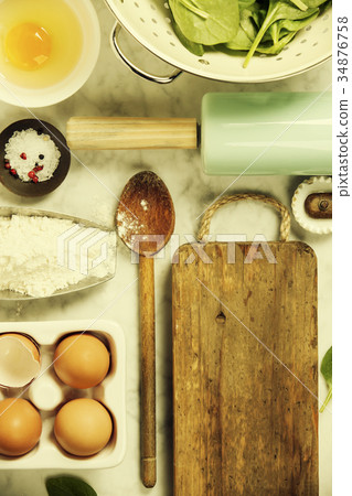 Top view on cooking ingredients Top view on cooking ingredients 34876758