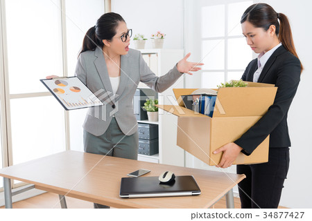 young beauty girl office worker losing company job 34877427