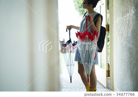 Rainy Day Woman Enjoying Corde 34877766