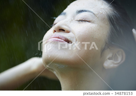 Woman struck by the rain 34878153