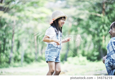 Families enjoying camping Families enjoying camping 34878259