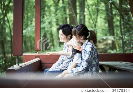 Families enjoying camping 34878364