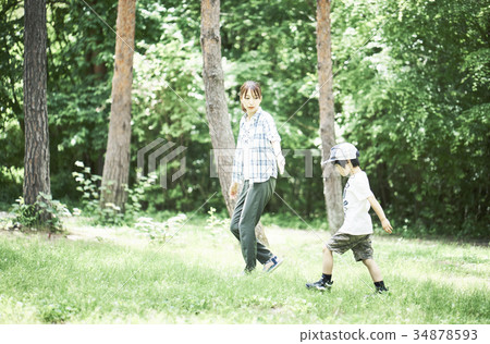 Families enjoying camping Families enjoying camping 34878593