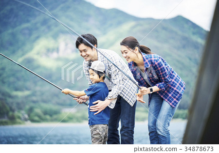 Family enjoying fishing Family enjoying fishing 34878673