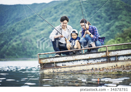 Family enjoying fishing Family enjoying fishing 34878781