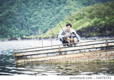 Family enjoying fishing 34878783