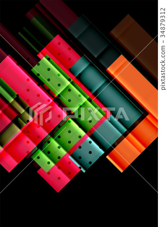 Colorful triangles and arrows on dark background 34879312