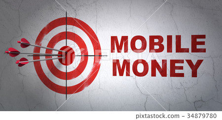 Banking concept: target and Mobile Money on wall 34879780