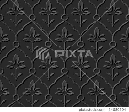 Dark 3D paper cut art retro seamless background Dark 3D paper cut art retro seamless background 34880304