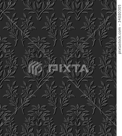 Dark 3D paper cut art retro seamless background 34880305