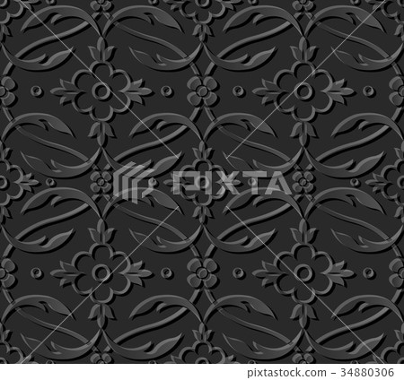 Dark 3D paper cut art retro seamless background Dark 3D paper cut art retro seamless background 34880306