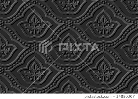 Dark 3D paper cut art retro seamless background Dark 3D paper cut art retro seamless background 34880307