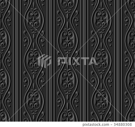 Dark 3D paper cut art retro seamless background Dark 3D paper cut art retro seamless background 34880308