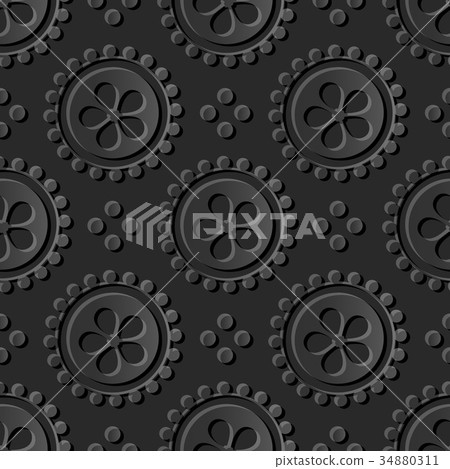 Dark 3D paper cut art retro seamless background Dark 3D paper cut art retro seamless background 34880311