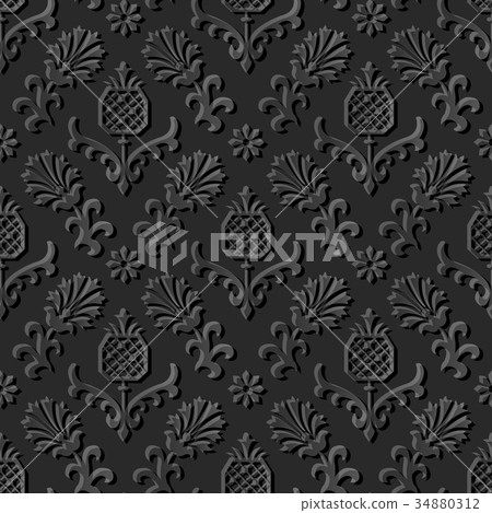 Dark 3D paper cut art retro seamless background Dark 3D paper cut art retro seamless background 34880312