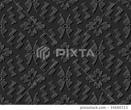 Dark 3D paper cut art retro seamless background Dark 3D paper cut art retro seamless background 34880313