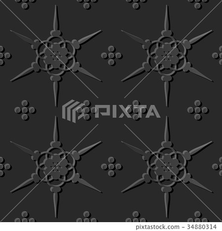 Dark 3D paper cut art retro seamless background Dark 3D paper cut art retro seamless background 34880314