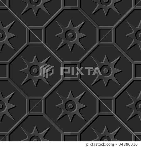 Dark 3D paper cut art retro seamless background Dark 3D paper cut art retro seamless background 34880316