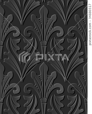 Dark 3D paper cut art retro seamless background Dark 3D paper cut art retro seamless background 34880317