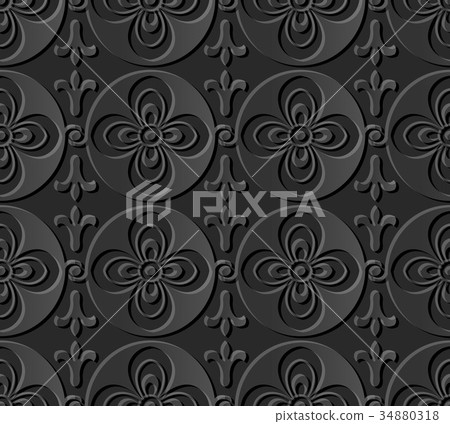 Dark 3D paper cut art retro seamless background Dark 3D paper cut art retro seamless background 34880318