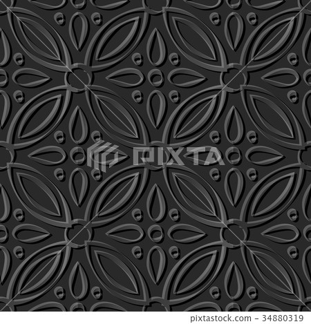 Dark 3D paper cut art retro seamless background Dark 3D paper cut art retro seamless background 34880319