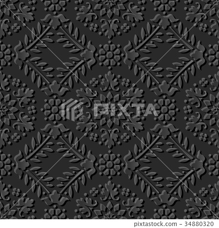 Dark 3D paper cut art retro seamless background Dark 3D paper cut art retro seamless background 34880320
