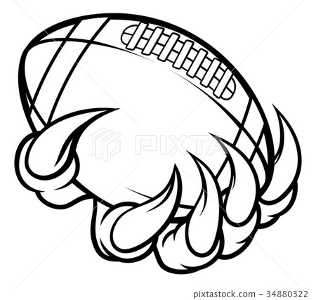 Monster animal claw holding American Football Ball 34880322