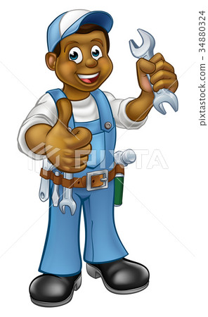 Mechanic or Plumber Handyman With Spanner Mechanic or Plumber Handyman With Spanner 34880324