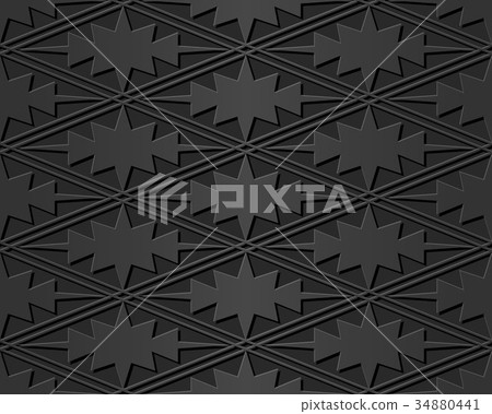 Dark 3D paper cut art retro seamless background Dark 3D paper cut art retro seamless background 34880441
