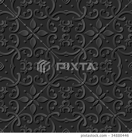 Dark 3D paper cut art retro seamless background Dark 3D paper cut art retro seamless background 34880446