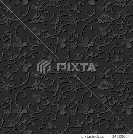 Dark 3D paper cut art retro seamless background Dark 3D paper cut art retro seamless background 34880664