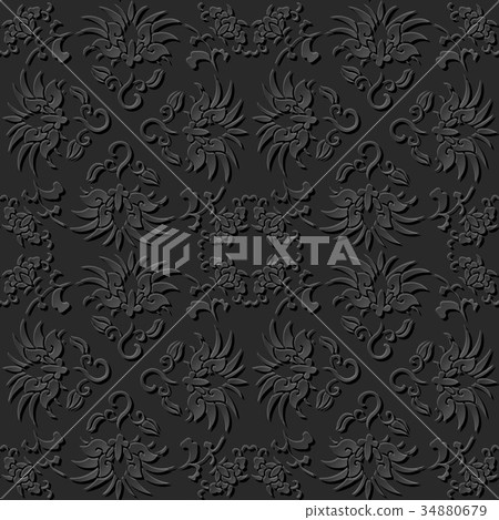 Dark 3D paper cut art retro seamless background Dark 3D paper cut art retro seamless background 34880679