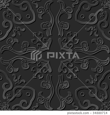 Dark 3D paper cut art retro seamless background Dark 3D paper cut art retro seamless background 34880714