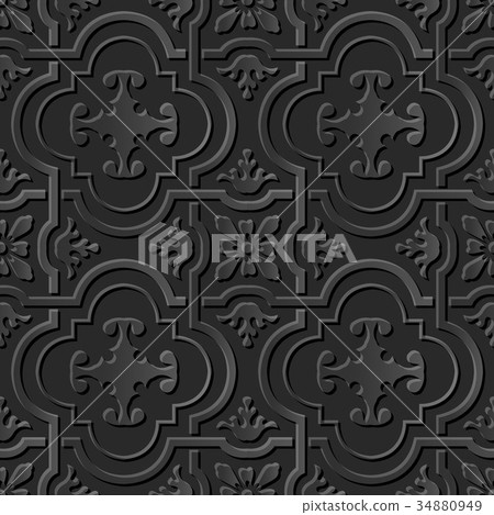 Dark 3D paper cut art retro seamless background Dark 3D paper cut art retro seamless background 34880949