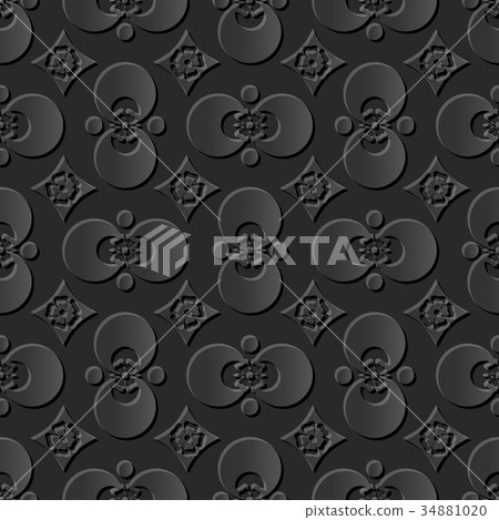 Dark 3D paper cut art retro seamless background 34881020