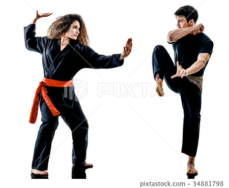 woman Kung Fu Pencak Silat isolated woman Kung Fu Pencak Silat isolated 34881798