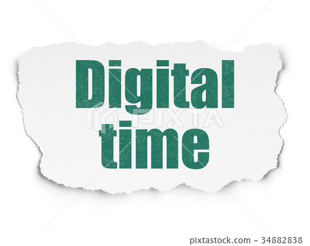Timeline concept: Digital Time on Torn Paper 34882838