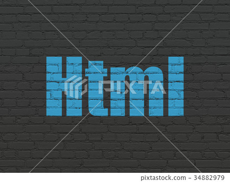 Database concept: Html on wall background 34882979