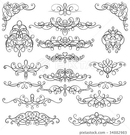 Collection of vintage calligraphic flourishes Collection of vintage calligraphic flourishes 34882983