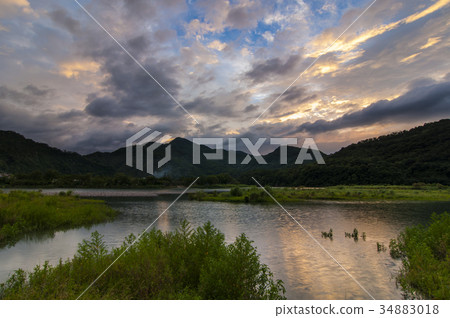 河川夕陽 34883018