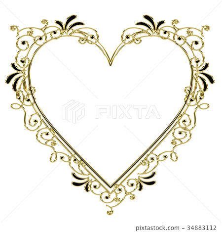 Metallic Textured Ornament | Heart Shape Gold | Baroque ornament Metallic Textured Ornament | Heart Shape Gold | Baroque ornament 34883112