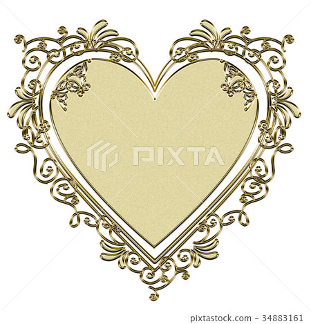 Metallic Textured Ornament | Heart Shape Gold | Baroque ornament Metallic Textured Ornament | Heart Shape Gold | Baroque ornament 34883161