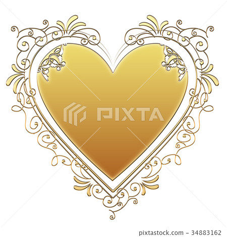 Metallic Textured Ornament | Heart Shape Gold | Baroque ornament Metallic Textured Ornament | Heart Shape Gold | Baroque ornament 34883162