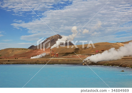 Turquoise thermal lake near Reykjahlid, Iceland. Turquoise thermal lake near Reykjahlid, Iceland. 34884989