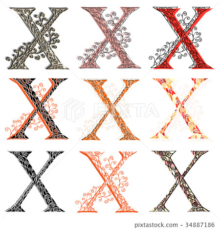 Various combination fishnet letter X. Various combination fishnet letter X. 34887186