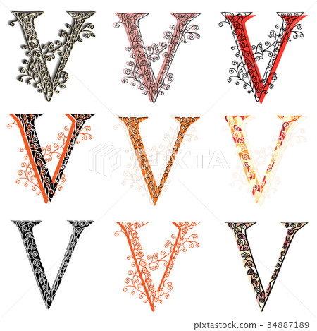 Various combination fishnet letter V. Various combination fishnet letter V. 34887189