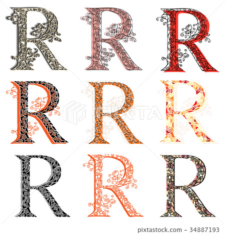 Various combination fishnet letter R. 34887193