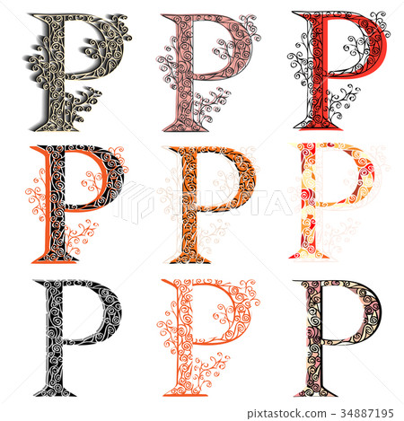 Various combination fishnet letter P. 34887195