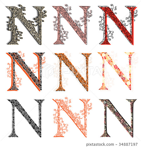 Various combination fishnet letter N. Various combination fishnet letter N. 34887197