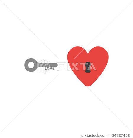 Vector concept of love key and heart with keyhole 34887498